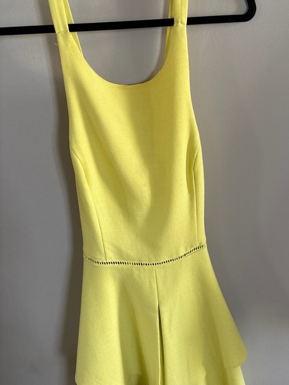 Adelyn Rae Yellow Fit & Flare Dress | Layered Ruffle Skirt | Crisscross Back - Picture 4 of 5